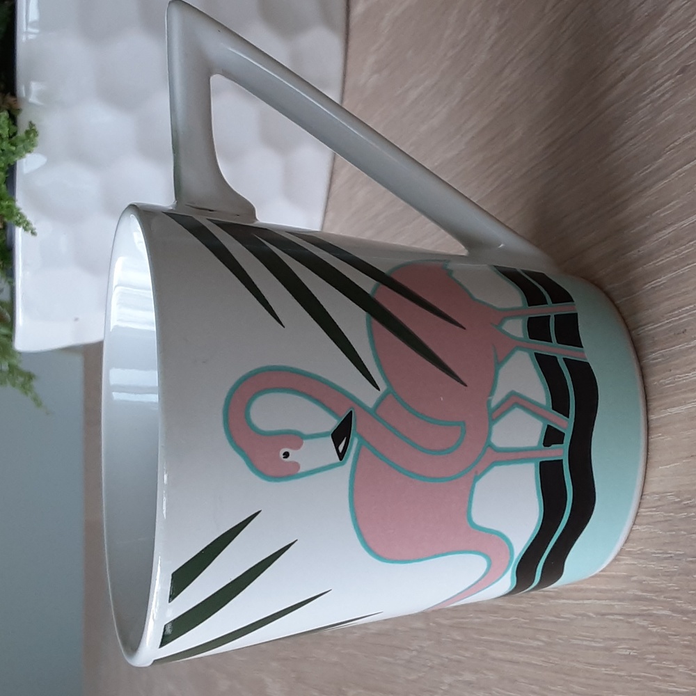 Vintage Pink Flamingo Aqua Tropical "7" Shaped Handle Vandor 1985 Japan
